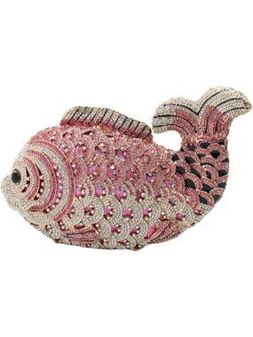 Sparkling Mini Fish Clutch Purse with Rhinestones for Weddings & Parties